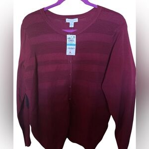 Charter Club 0X Cardigan NWT Red Button Front Sweater Plus Size